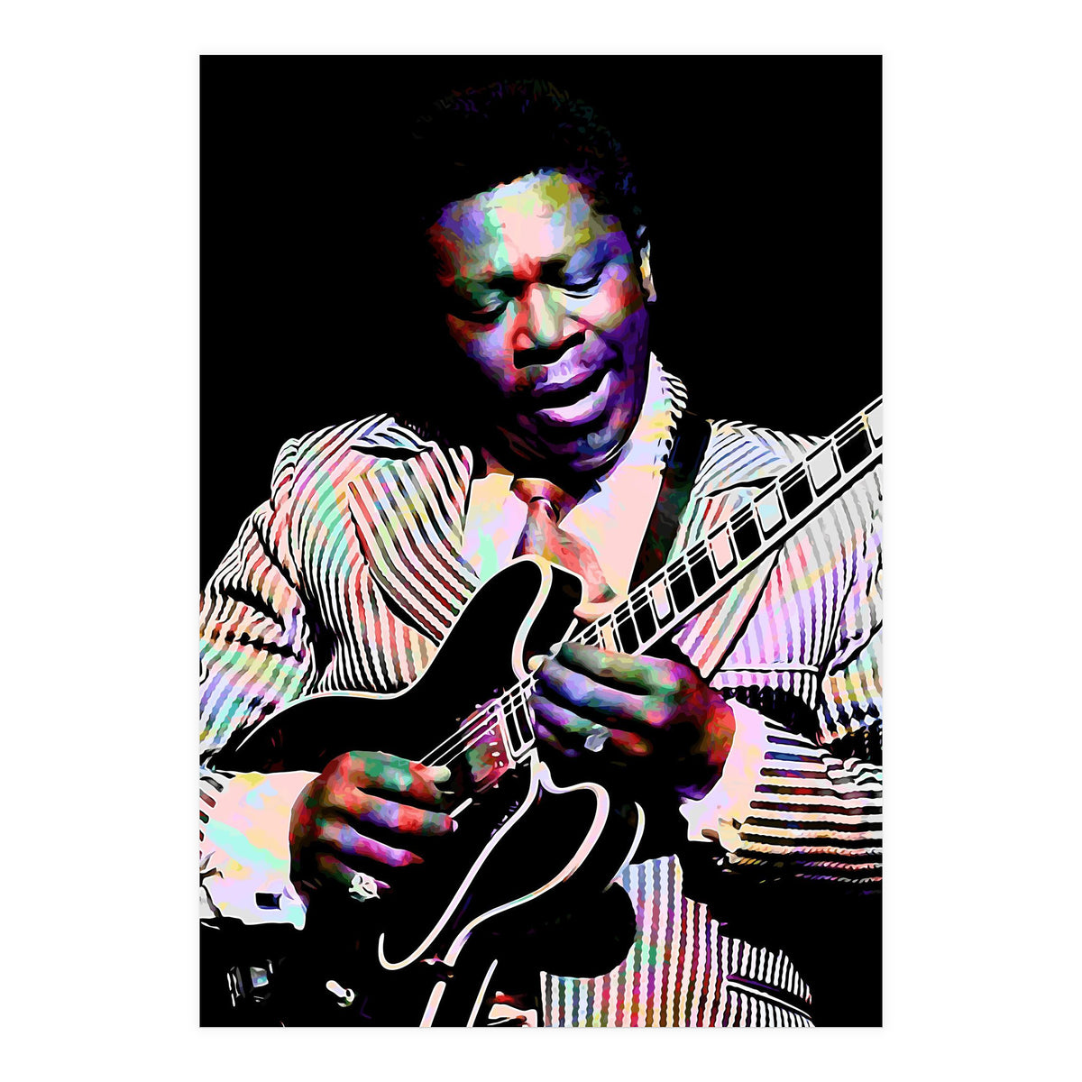 BB King. American Blues Guitarist in Colorful Art (Print Only)