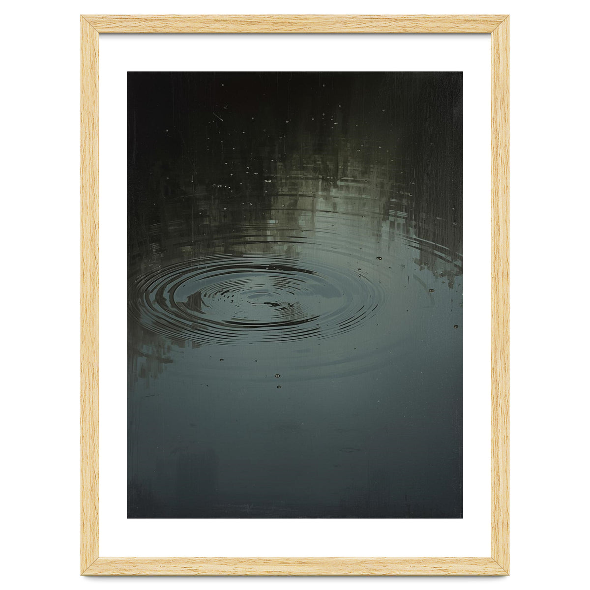 Moody Rain Puddle Ripples Oil Painting
