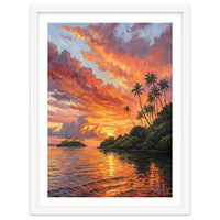 Impressionist Tropical Sunset Over Paradise Island