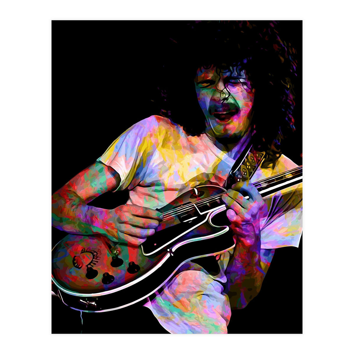Carlos Santana . American Rock Guitarist Legend Colorful (Print Only)