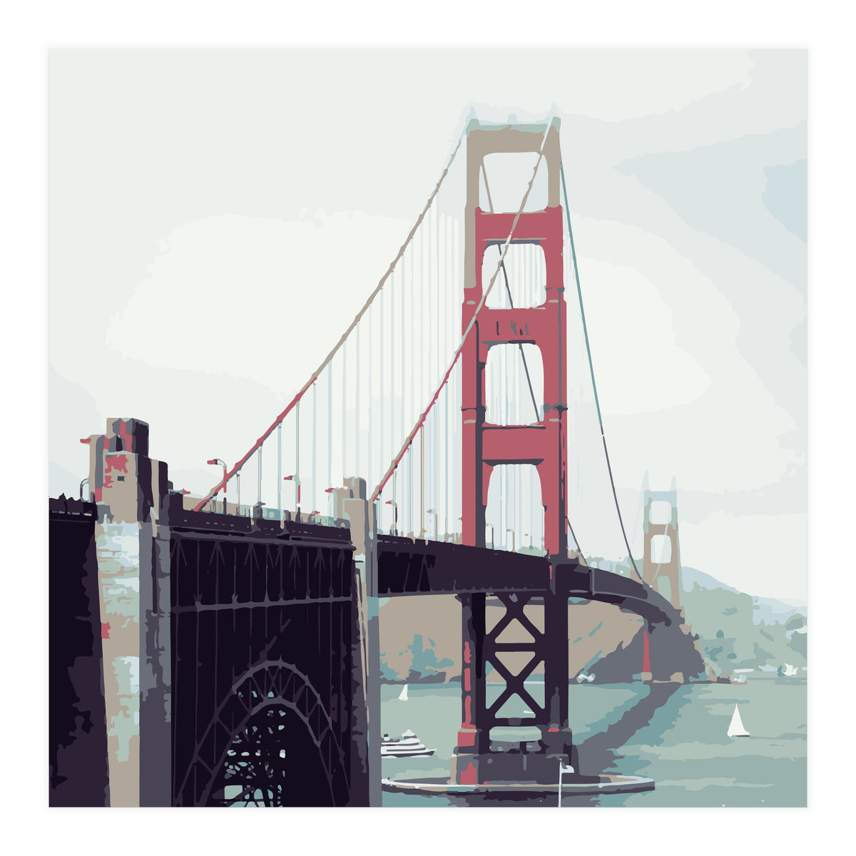 Golden Gate Watercolor Art (Print Only)