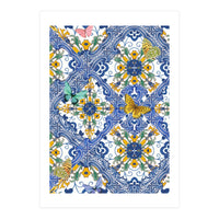 Sicilian Italian Tiles Butterflies And Flowers (Print Only)