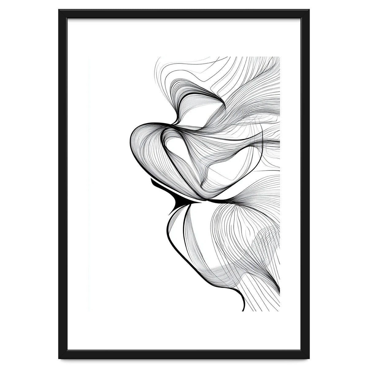 Abstract Black And White Swirls And Lines Flowing Art