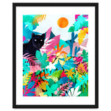 The Black Panther, Tropical Jungle Watercolor Painting, Botanical Forest Colorful Bohemian Illustration, Tiger Leopard Cheetah Animals thumbnail