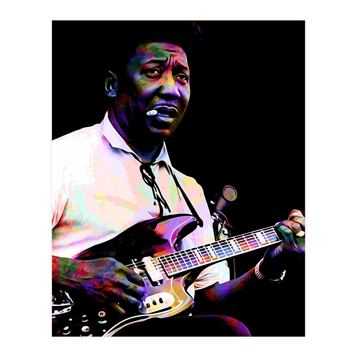 Muddy Waters American Blues Singer Legend Colorful Art (Print Only)