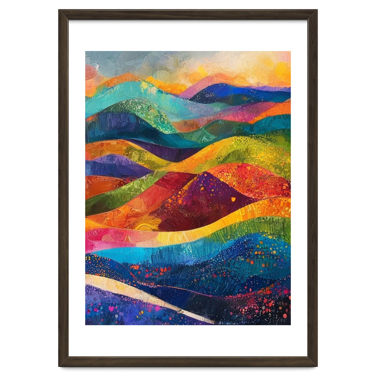 Vibrant Abstract Patchwork Landscape Art