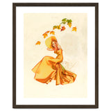 Woman Posing In Yellow Dress And Autumn Leafs thumbnail