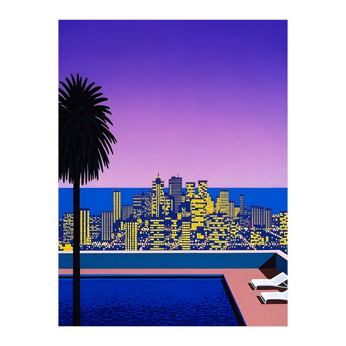 Hiroshi Nagai - City Pop At Night, Swimming Pool (Print Only)