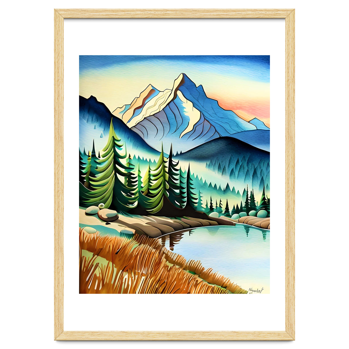 Misty Peaks and Reflective Waters