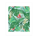 The Tropics | Jungle Botanical Bird of Paradise Illustration | Forest Palm Monstera Banana Leaves (Print Only) thumbnail