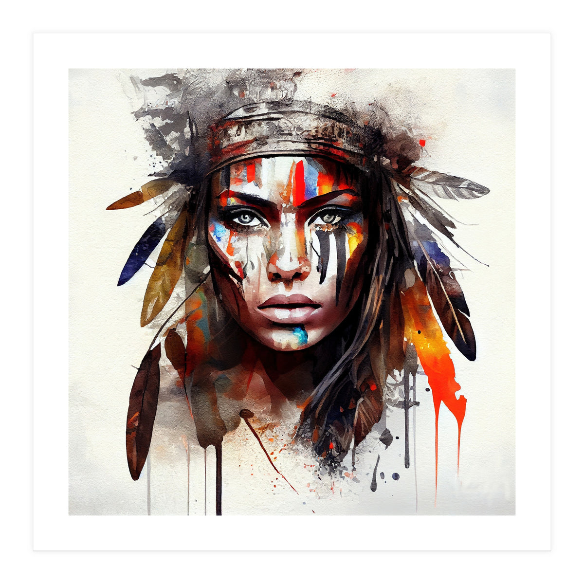 Powerful American Native Woman #7 (Print Only)