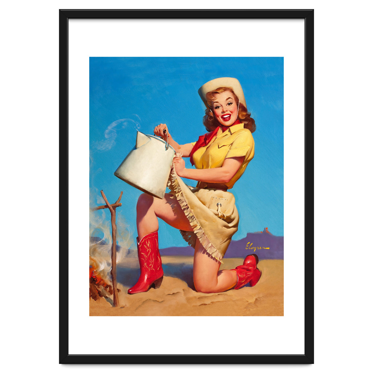 Pinup Sexy Woman Posing With A Hot Teapot