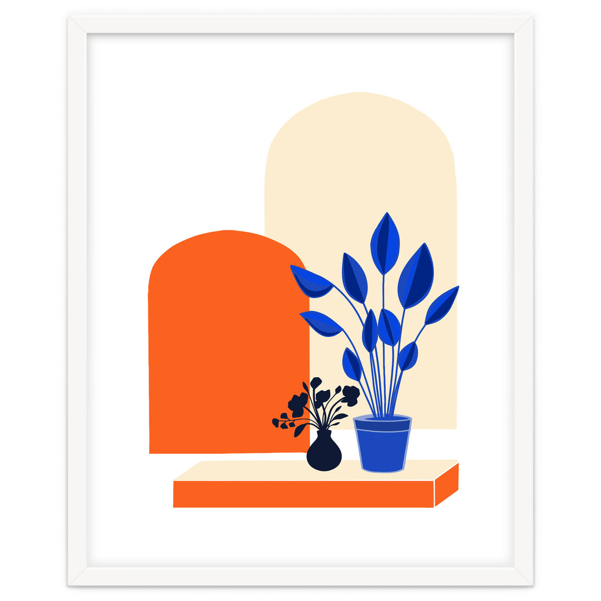 Bohemian Window Seat, Abstract Minimal Architecture, Eclectic Shapes Botanical House Plants