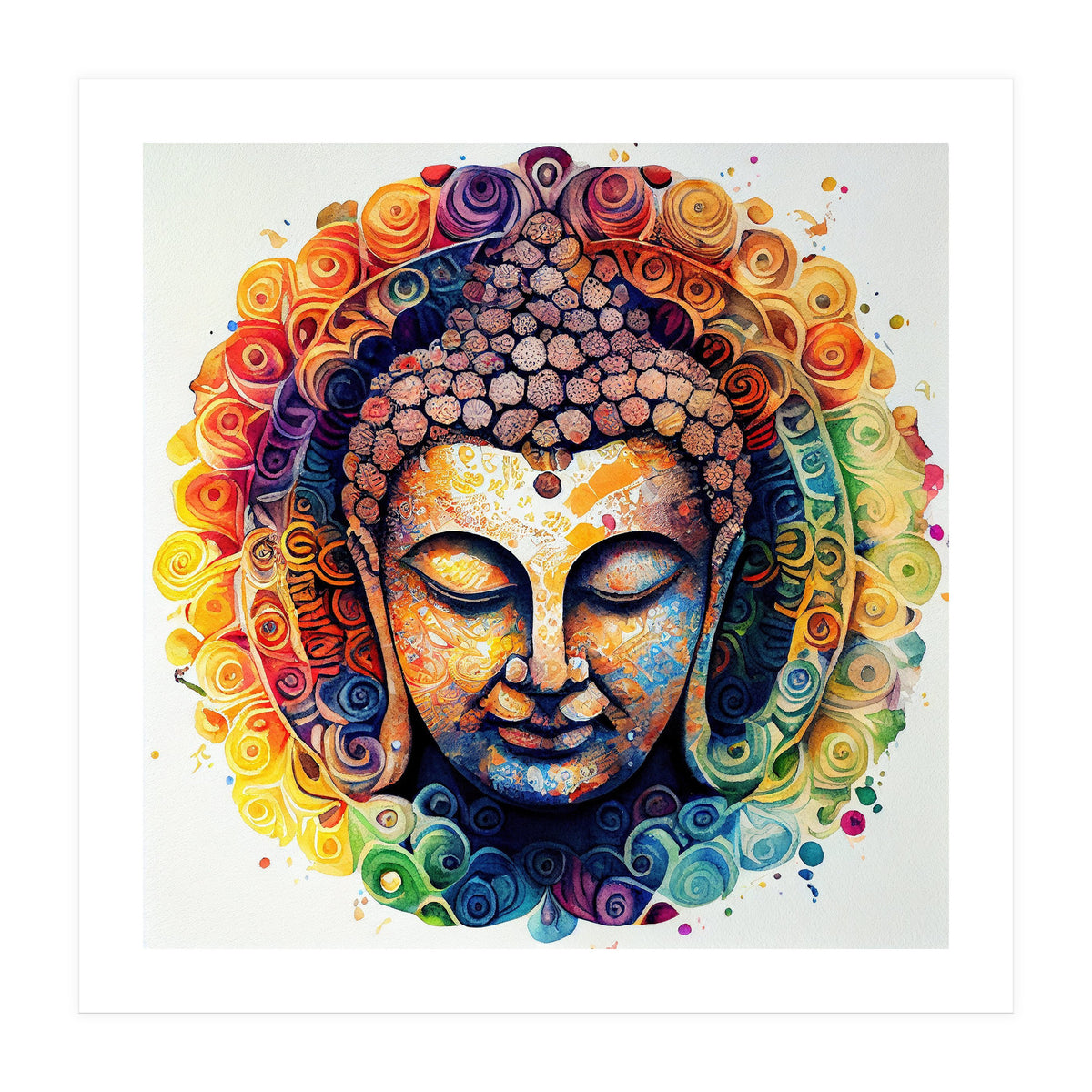 Rainbow Mandala Buddha Portrait (Print Only)