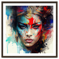 Crowned Mask Asian Warrior Portrait