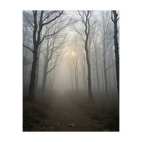 Ethereal Morning Light Breaking Through Dense Forest Fog (Print Only)