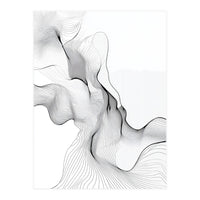 Abstract Black And White Flowing Lines (Print Only)