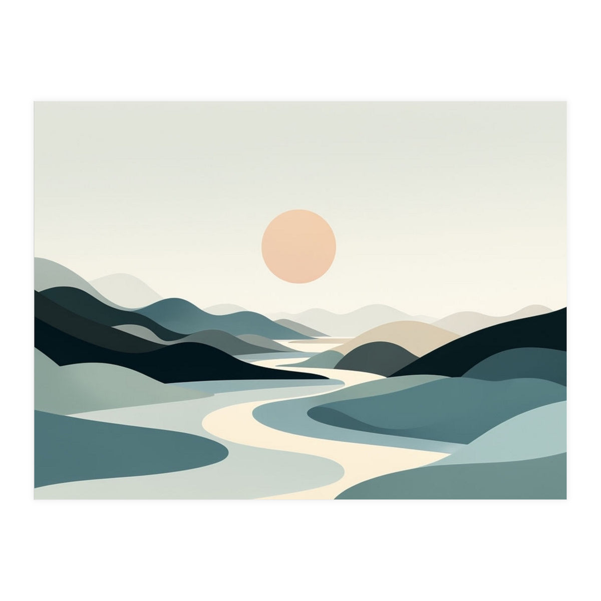 Serene Horizon: Minimalist Organic Landscape (Print Only)