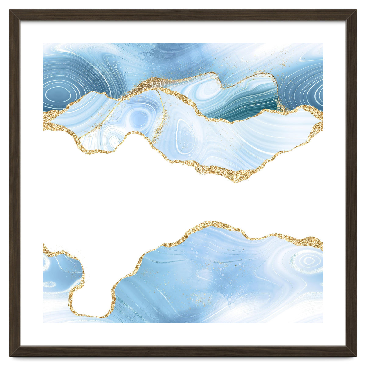 Blue & Gold Glitter Agate Texture 06