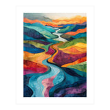 Colorful Abstract River Valley Landscape Art (Print Only) thumbnail
