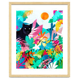 The Black Panther, Tropical Jungle Watercolor Painting, Botanical Forest Colorful Bohemian Illustration, Tiger Leopard Cheetah Animals thumbnail