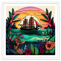 Folk Sunset Sailing Ship