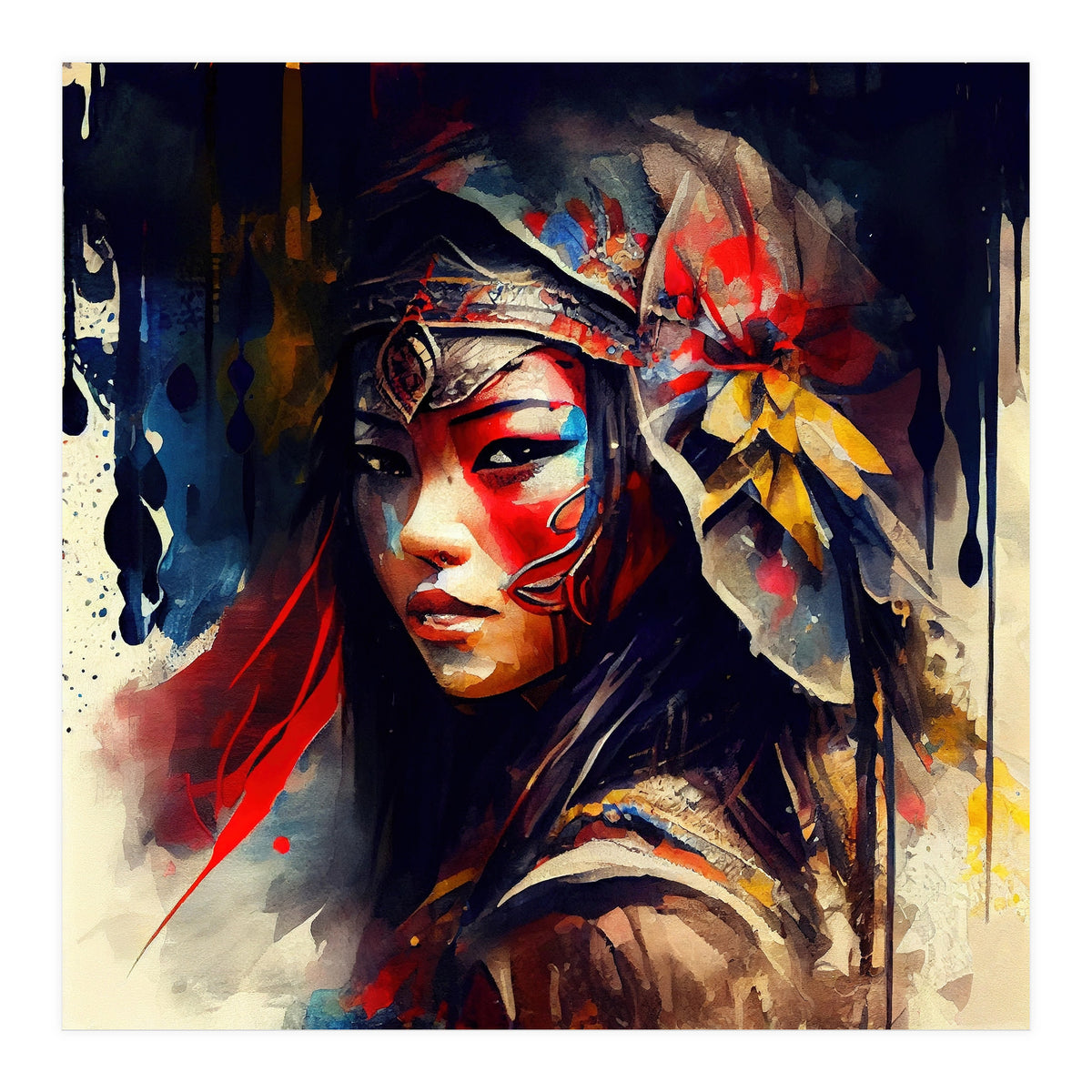 Powerful Asian Warrior Woman #2 (Print Only)