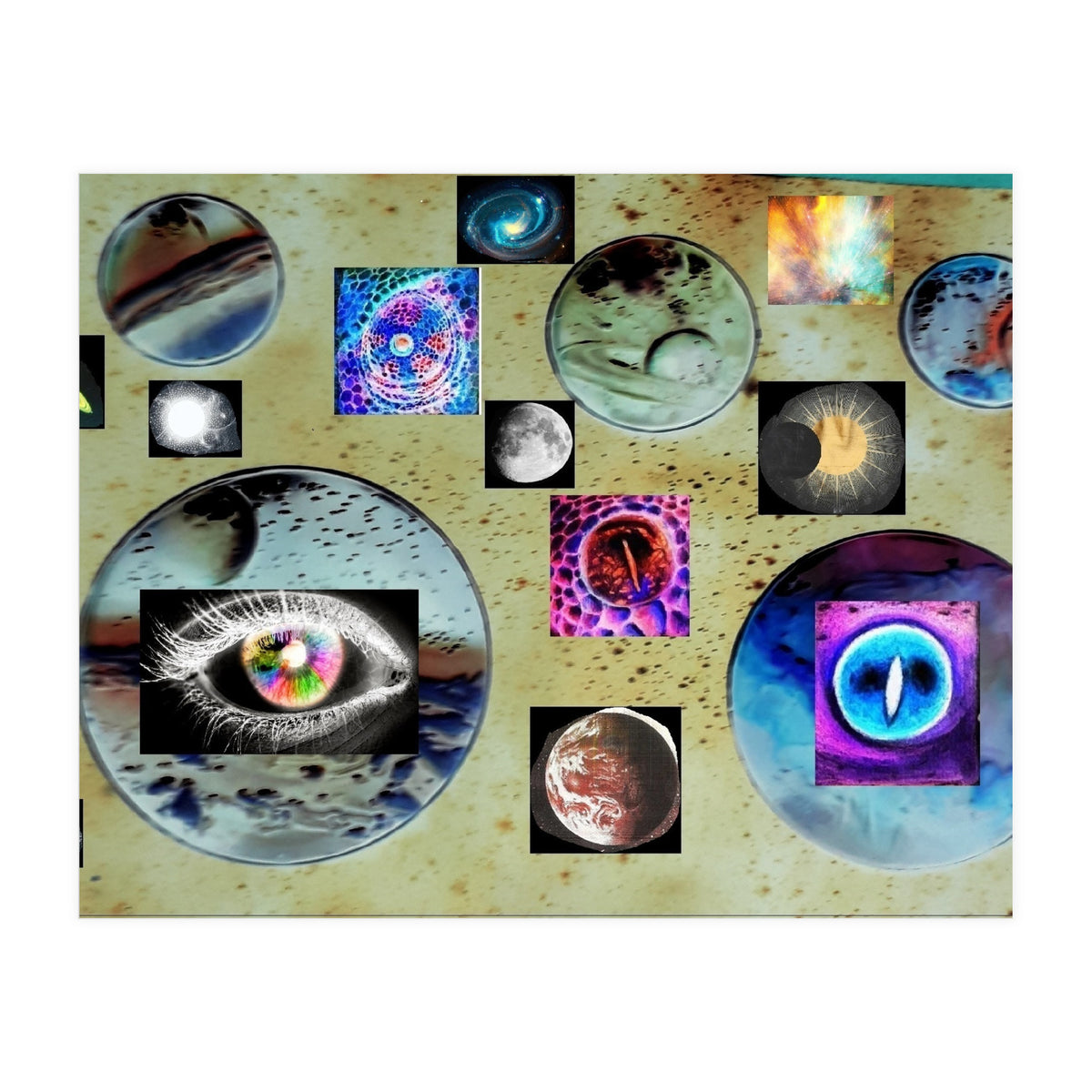 Cosmos Planet Invert Collage Universe Design (Print Only)