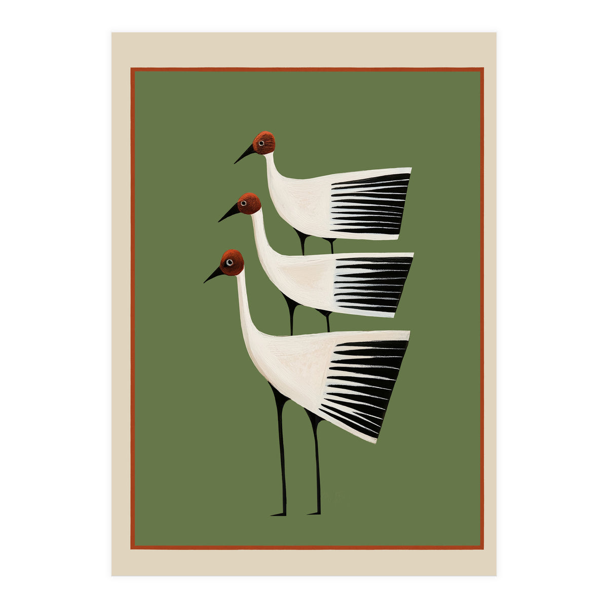 Striped Bird Trio I (Print Only)