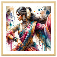 Hindu Woman Dancer With Jewelry And Sari