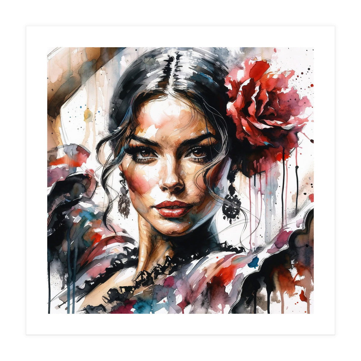 Watercolor Flamenco Dancer #2 (Print Only)