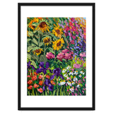 Vibrant Summer Sunflower and Iris Meadow Oil Painting thumbnail
