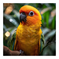 Sun Conure Parrot Colorful Bird Perched On Branch (Print Only)