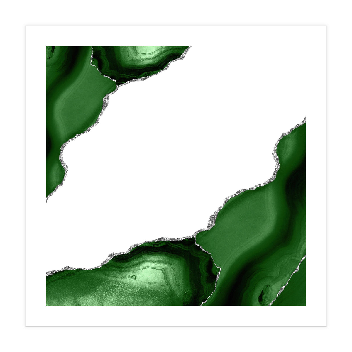 Green & Silver Agate Texture 16  (Print Only)