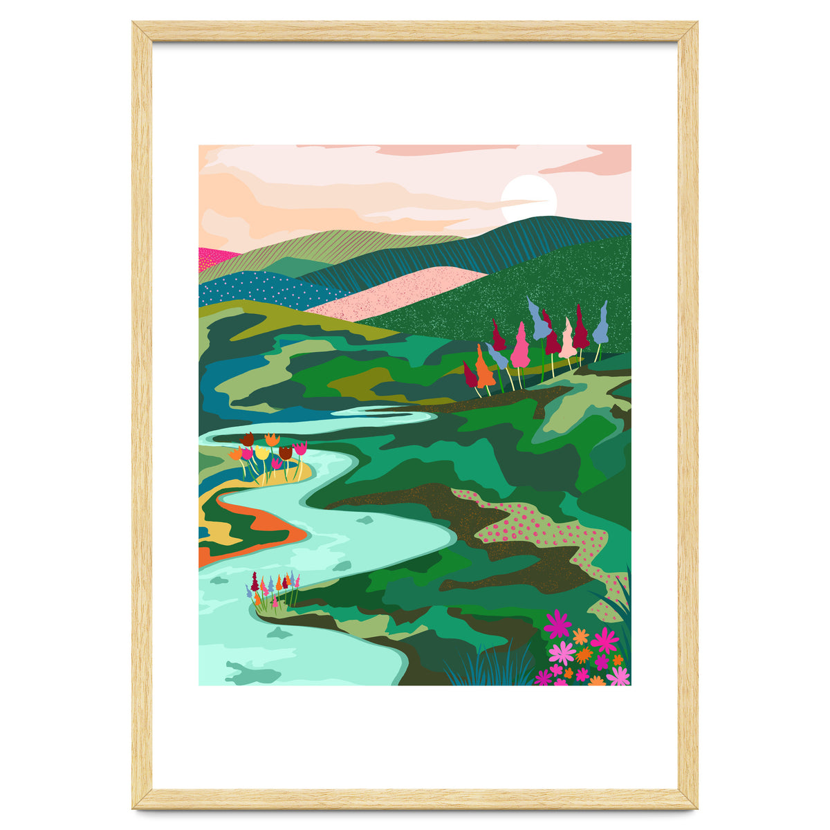 Endless Love, Bohemian Nature Landscape Scenic Meadow, Eclectic Colorful Travel Forest Mountains Sunset