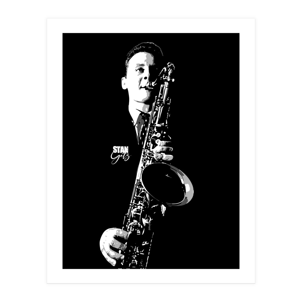 Stan Getz American Jazz Saxophonist in Grayscale (Print Only)