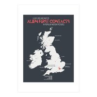 UK & Ireland Map of Alien First Contacts in Movies (Print Only)