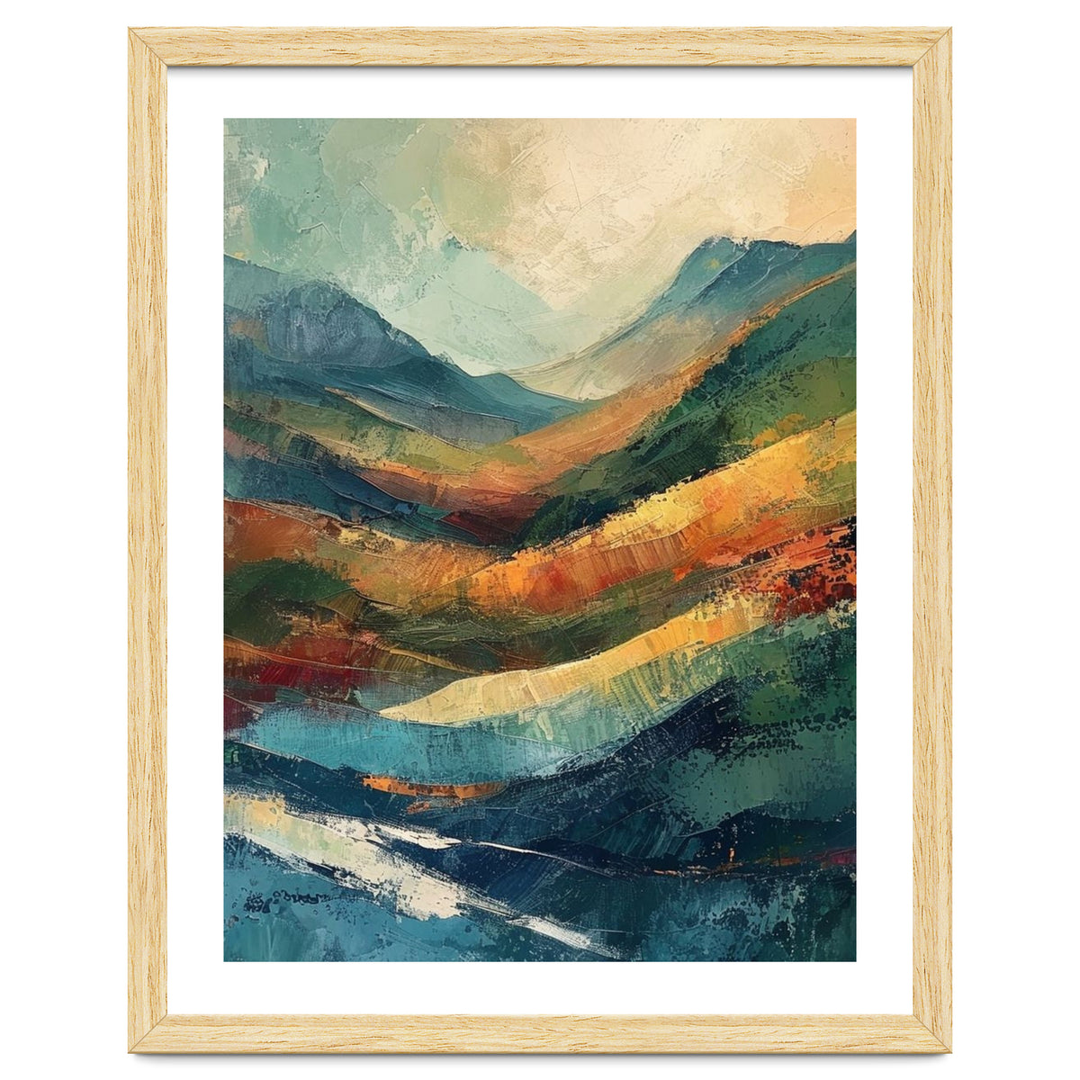 Textured Impasto Mountain Valley Landscape