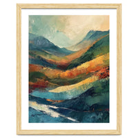 Textured Impasto Mountain Valley Landscape