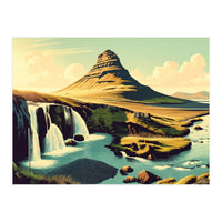 Vintage Iceland, Kirkjufell Mountain Poster (Print Only)