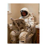 Retro AstronautReading Newspaper, Toilet Humor, Astronaut on Toilet (Print Only) thumbnail