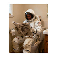 Retro AstronautReading Newspaper, Toilet Humor, Astronaut on Toilet (Print Only)