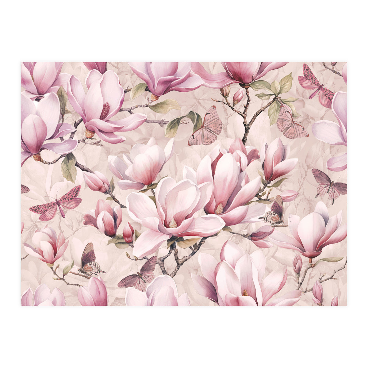Magnolia And Butterfly (Print Only)