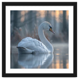 Graceful Swan Floating On Calm Water thumbnail