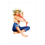 Pinup Texas Girl With White Cowboy Hat (Print Only) thumbnail