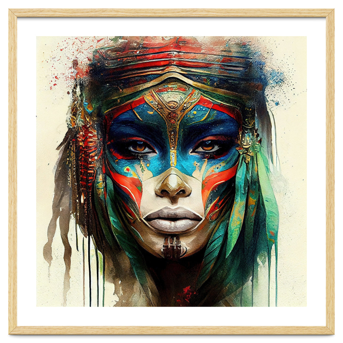 Turquoise Warrior Woman Portrait