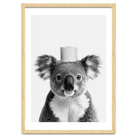 Koala, Toilet Paper Crown, Cute Animal Bathroom Art