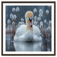 Swan Floating Serene On Calm Water