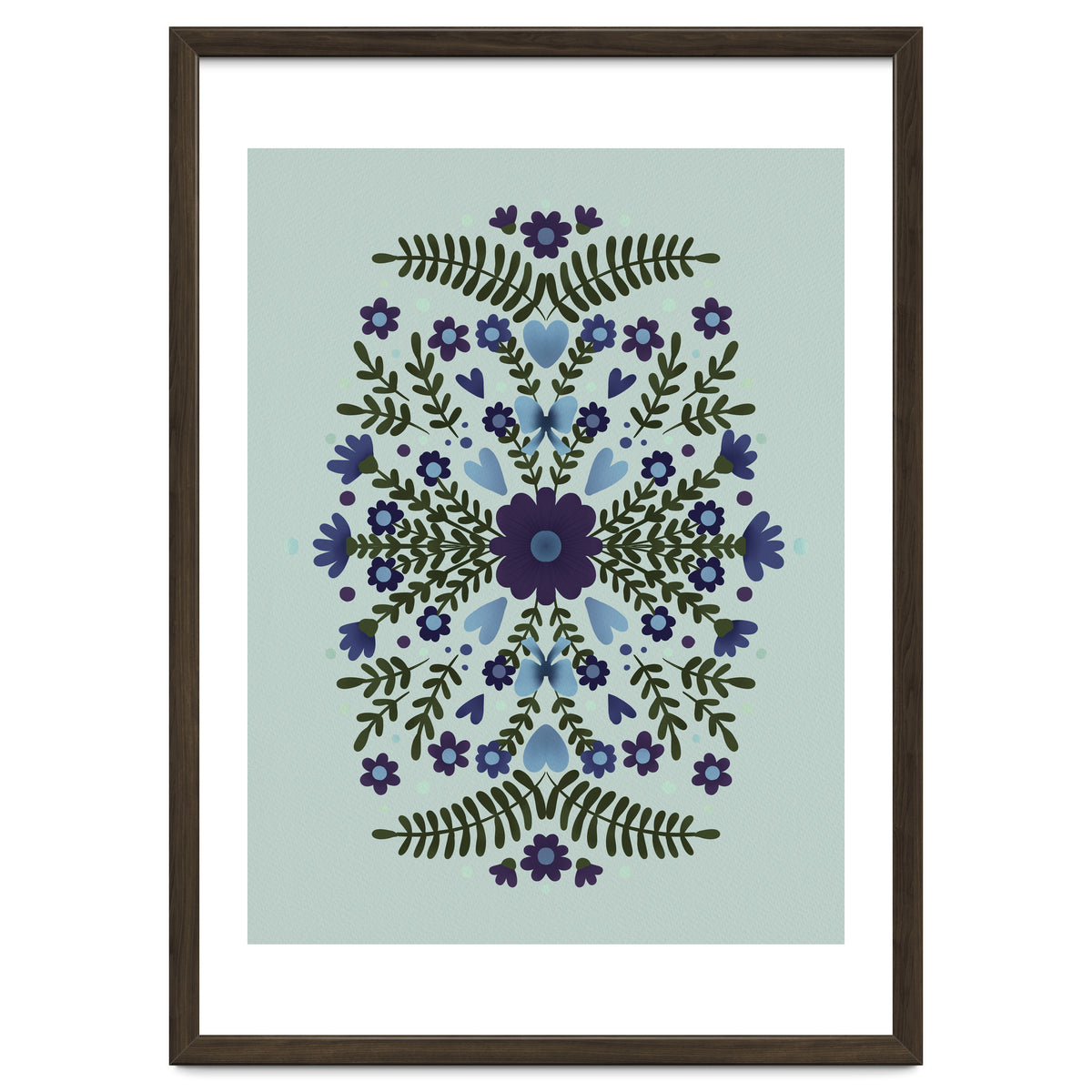 Flowers And Bows Blue And Green