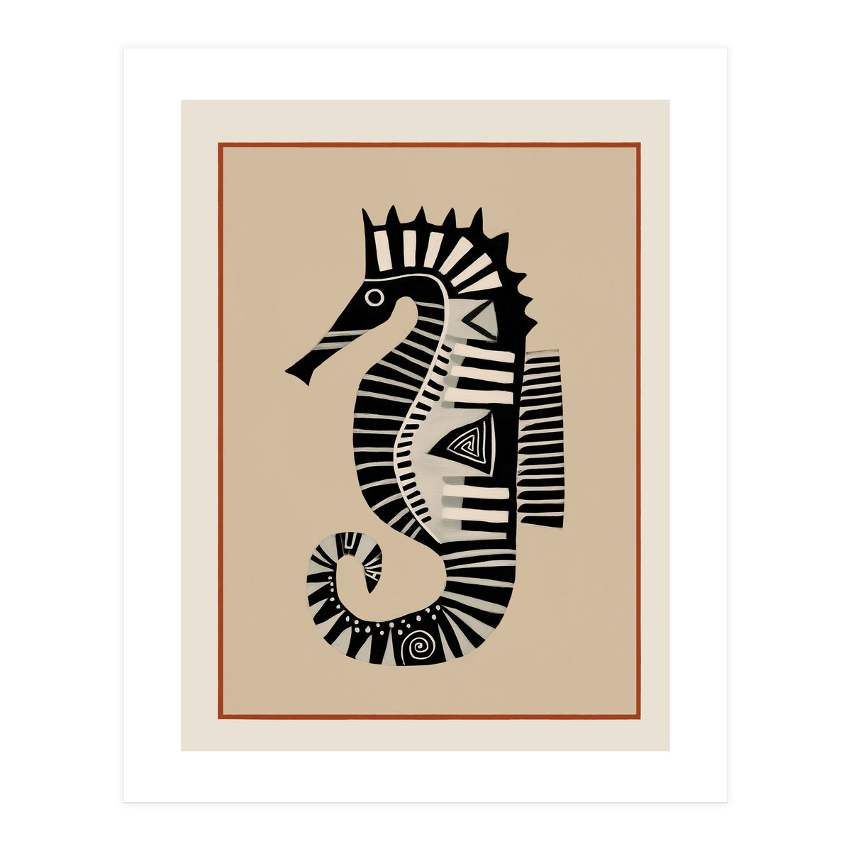 Striped Seahorse II (Print Only)